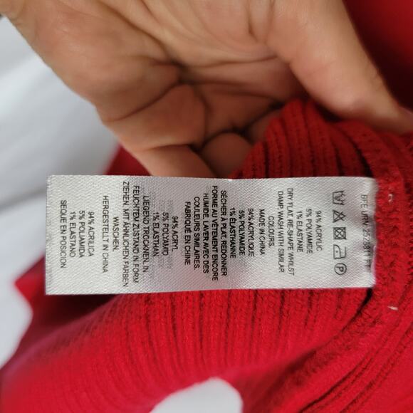 French Connection Cherry Red Turtleneck Midi Bodycon Sweater Dress Size Large - Picture 6 of 11